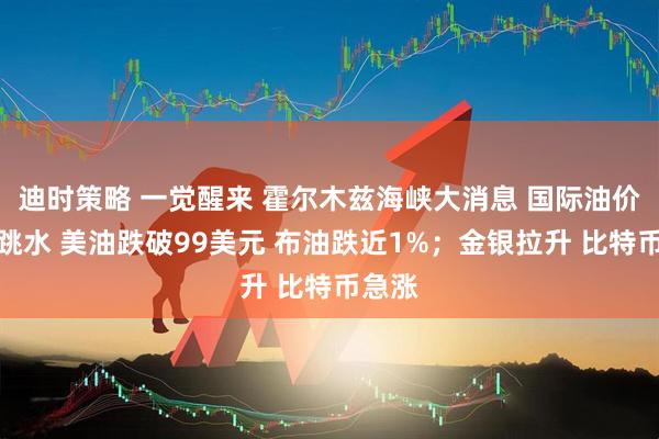 迪时策略 一觉醒来 霍尔木兹海峡大消息 国际油价短线跳水 美油跌破99美元 布油跌近1%；金银拉升 比特币急涨